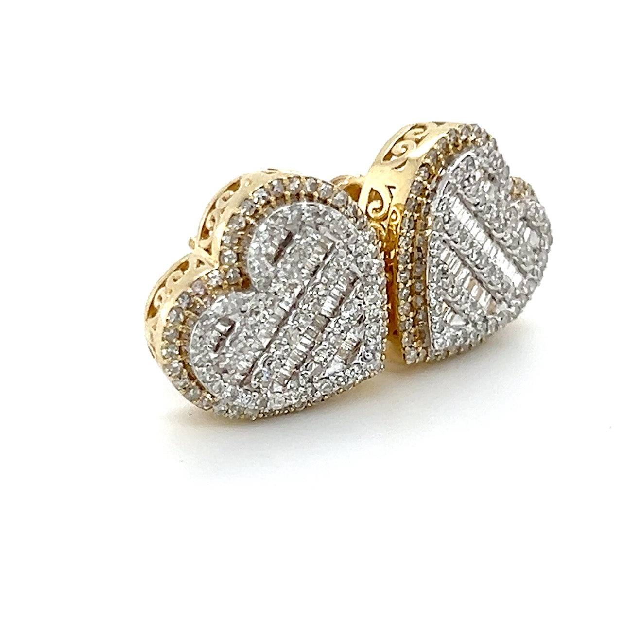 10K Yellow Gold Diamond Heart Stud Earrings; 1.0CTW; 5.1g