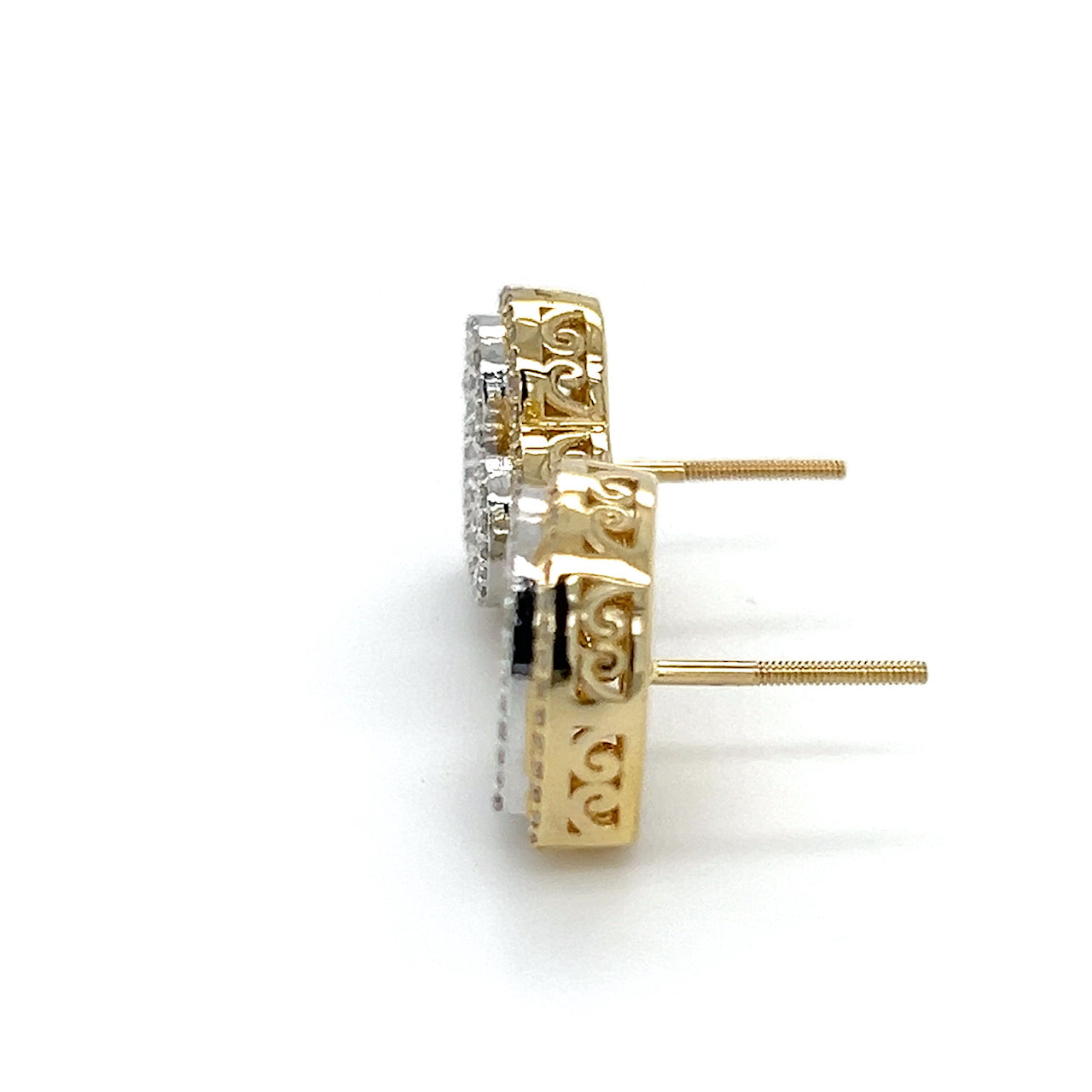 10K Yellow Gold Diamond Heart Stud Earrings; 1.0CTW; 5.1g