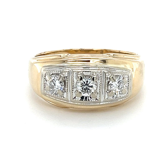 14K Two-Tone Gold Diamond Gentleman's Ring; 0.38CTW; 7.6g; Size 10