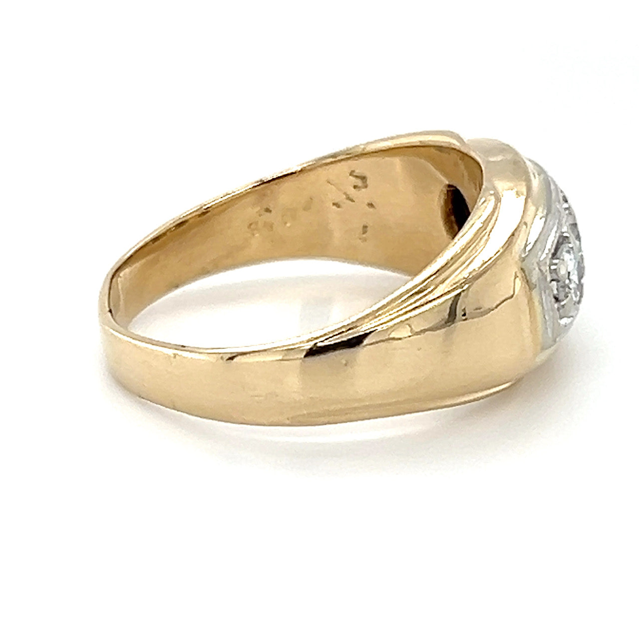 14K Two-Tone Gold Diamond Gentleman's Ring; 0.38CTW; 7.6g; Size 10