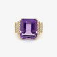 14K Yellow Gold Diamond & Amethyst Lady's Ring; 4.6g; Size 7