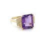 14K Yellow Gold Diamond & Amethyst Lady's Ring; 4.6g; Size 7