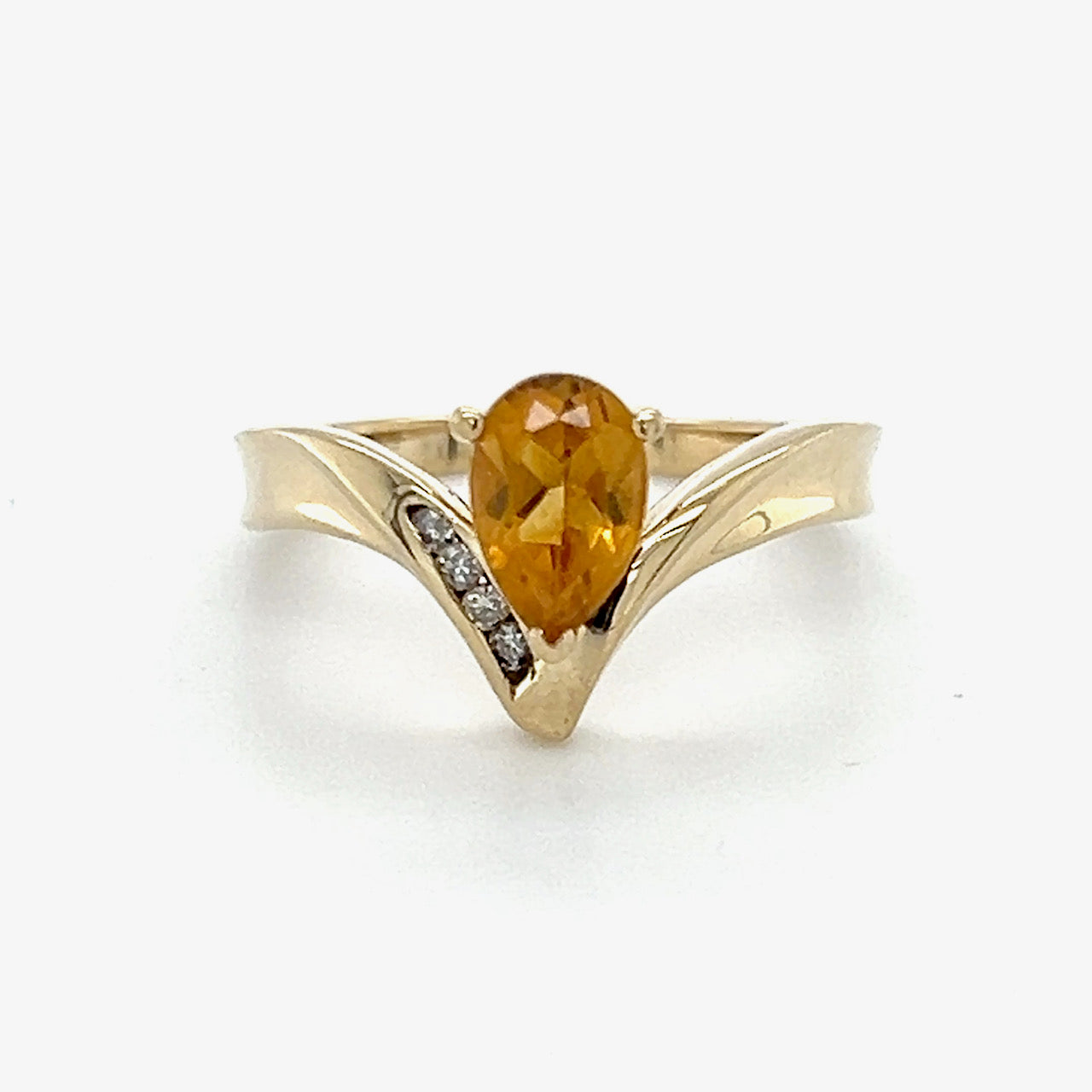 14K Yellow Gold Citrine & Diamond Accent Lady's Ring; 2.4DWT; Size 7