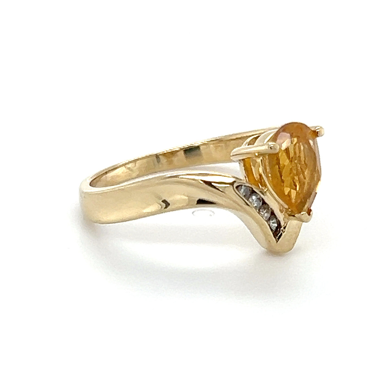 14K Yellow Gold Citrine & Diamond Accent Lady's Ring; 2.4DWT; Size 7