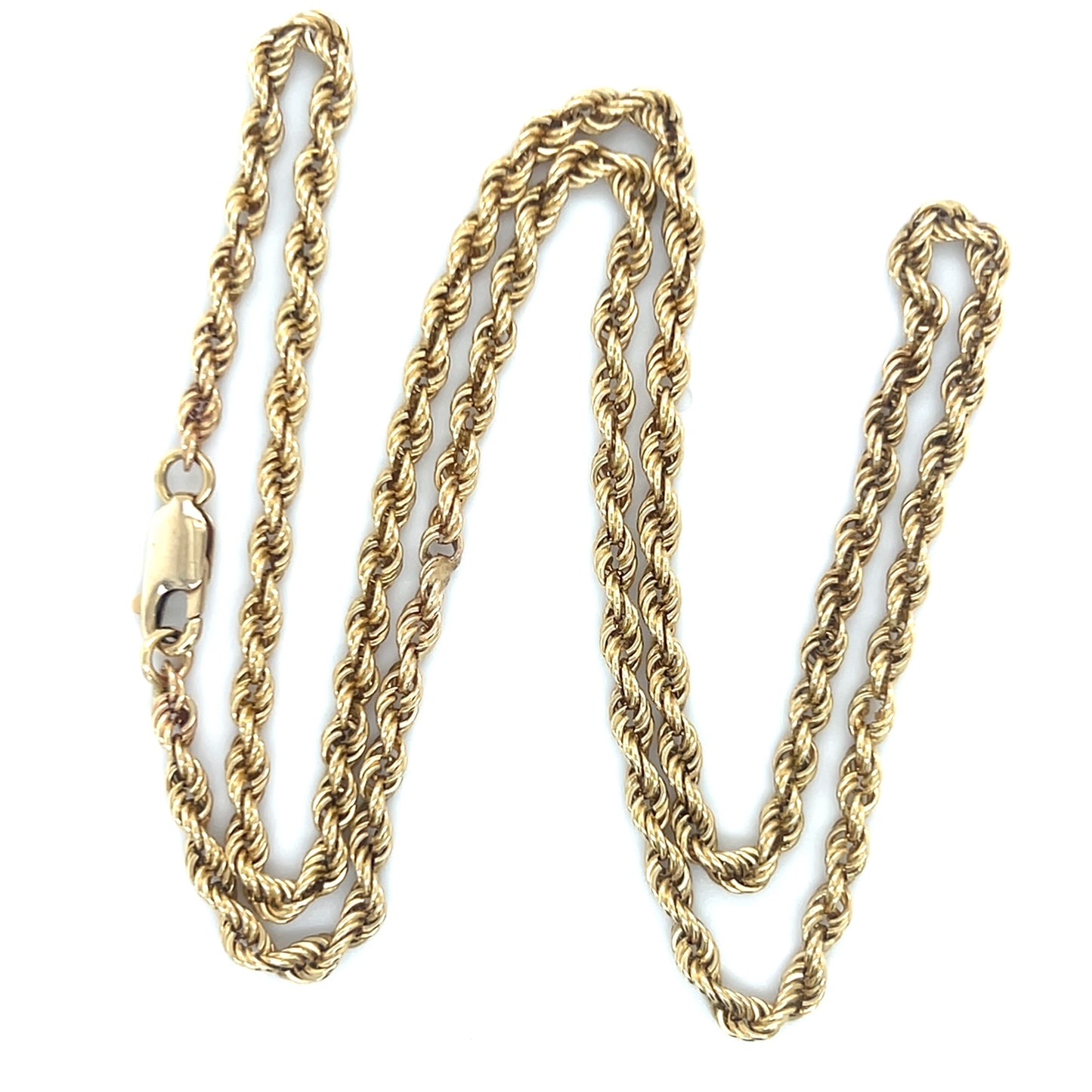 14K Yellow Gold 20” Rope Chain; 9.1DWT