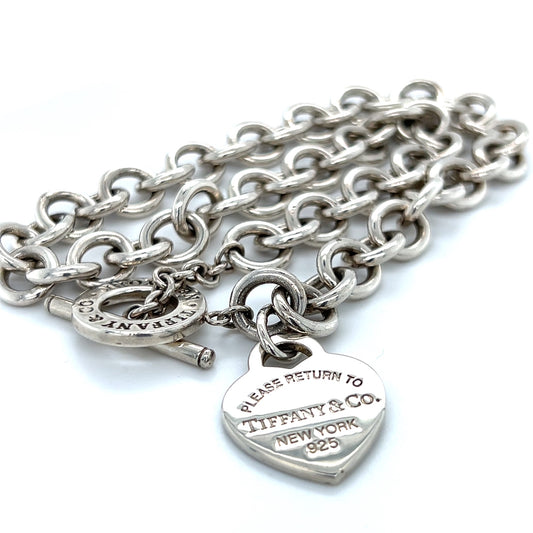 925 Sterling Silver Return to Tiffany & Co. 16" Heart Tag Toggle Necklace