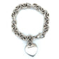 925 Sterling Silver Tiffany & Co. 7.25" Blank Engravable Heart Tag Charm Bracelet