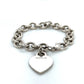 925 Sterling Silver Tiffany & Co. 7.25" Blank Engravable Heart Tag Charm Bracelet