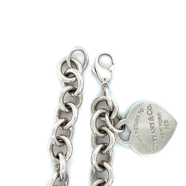 925 Sterling Silver Return To Tiffany & Co. 7.25" Enamel Heart Bracelet