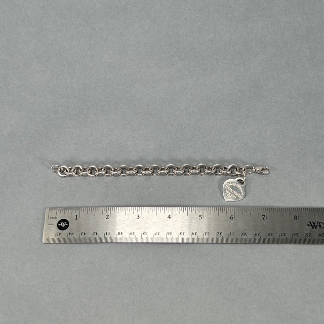 925 Sterling Silver Return To Tiffany & Co. 7.25" Enamel Heart Bracelet