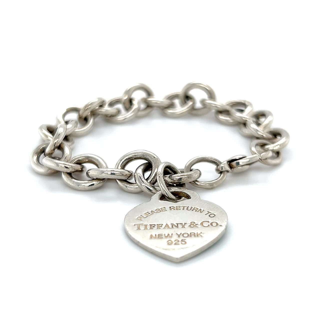 925 Sterling Silver Return To Tiffany & Co. 7.25" Enamel Heart Bracelet