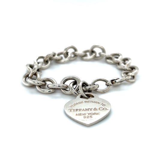925 Sterling Silver Return To Tiffany & Co. 7.25" Enamel Heart Bracelet