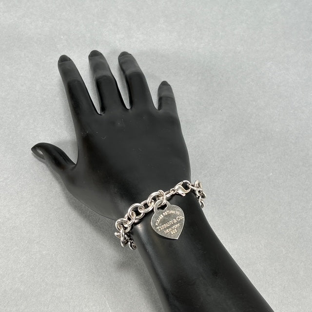 925 Sterling Silver Return To Tiffany & Co. 7.25" Enamel Heart Bracelet