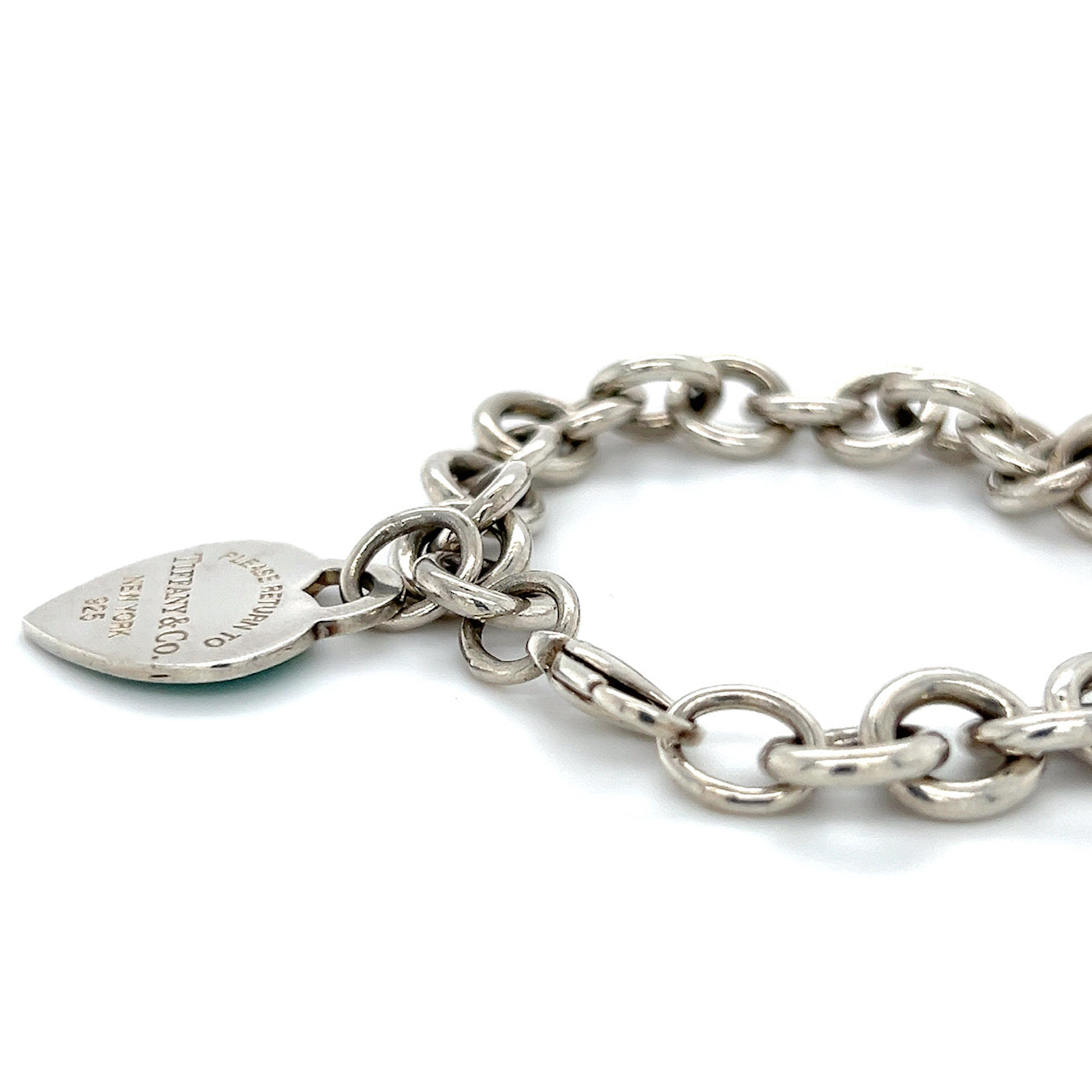925 Sterling Silver Return To Tiffany & Co. 7.25" Enamel Heart Bracelet