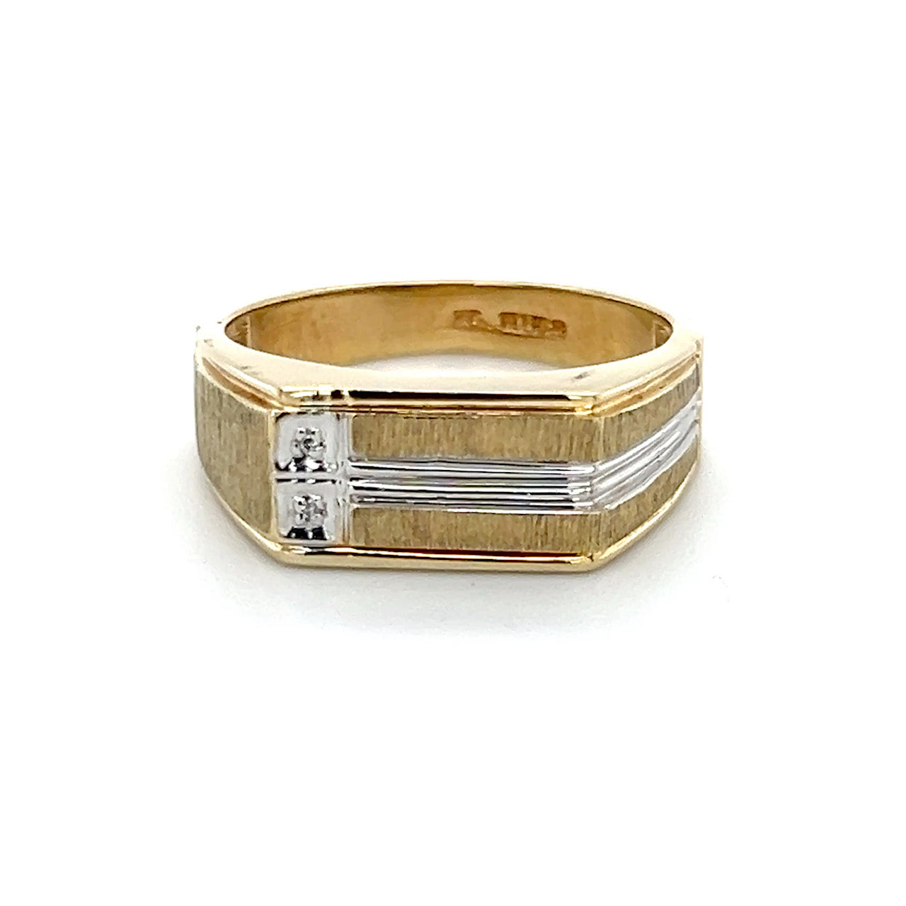 10K Two-Tone Gold Diamond Gentleman's Ring; 3.9g; Size 10