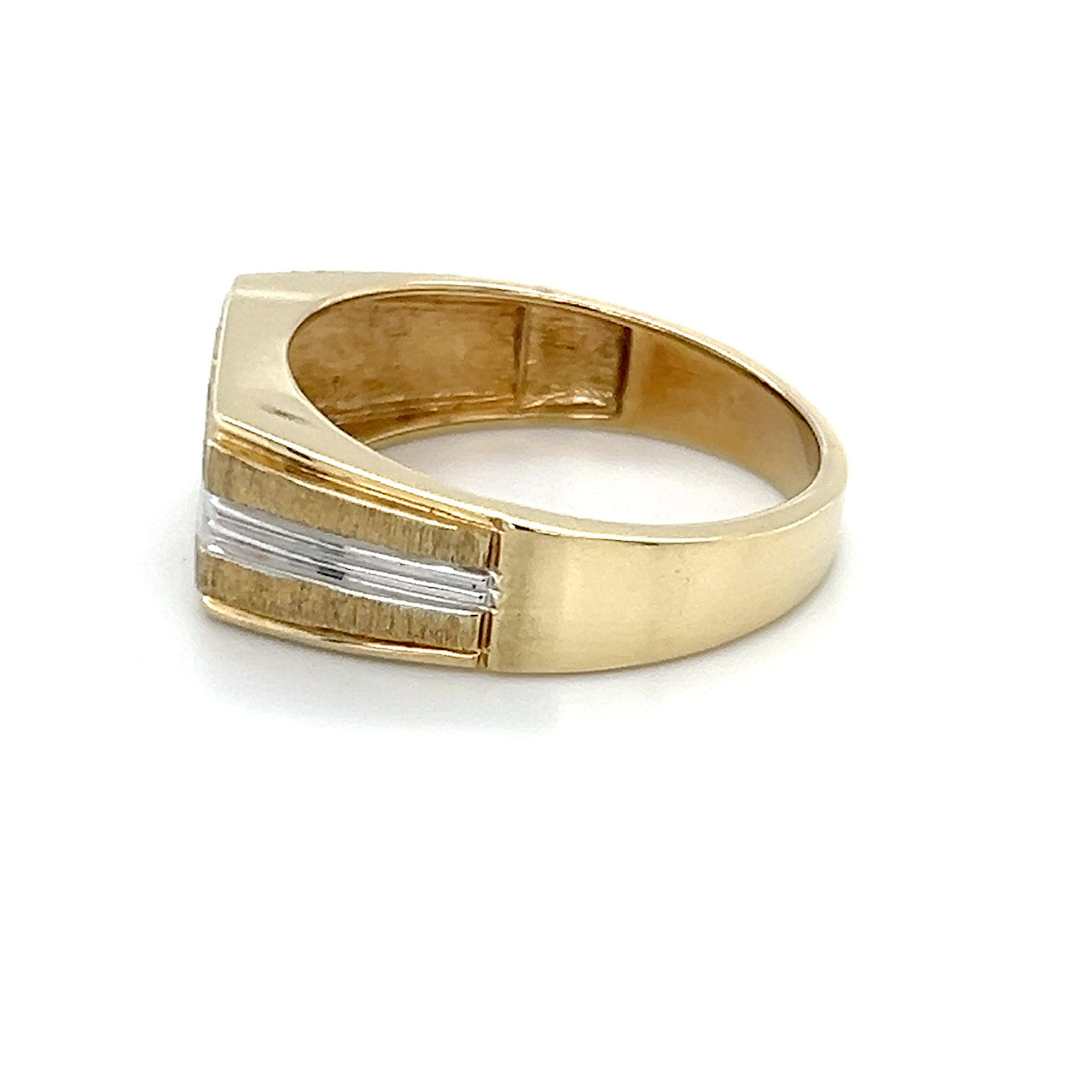 10K Two-Tone Gold Diamond Gentleman's Ring; 3.9g; Size 10
