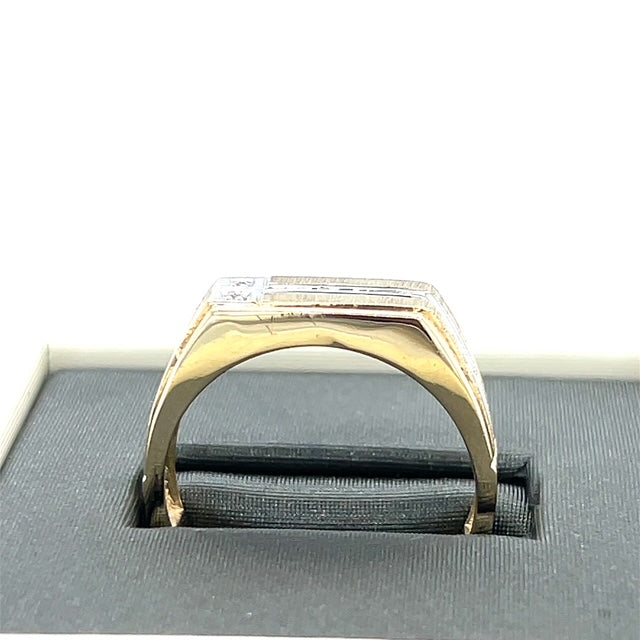 10K Two-Tone Gold Diamond Gentleman's Ring; 3.9g; Size 10