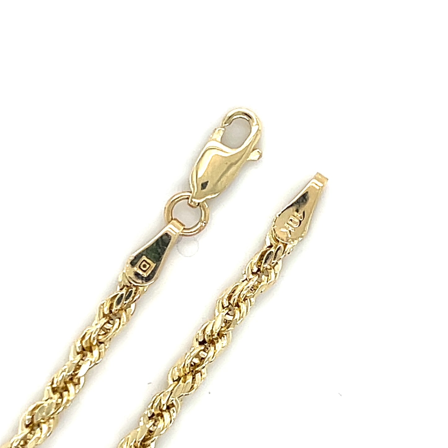 10K Yellow Gold 7.5" Rope Chain Bracelet; 1.9g