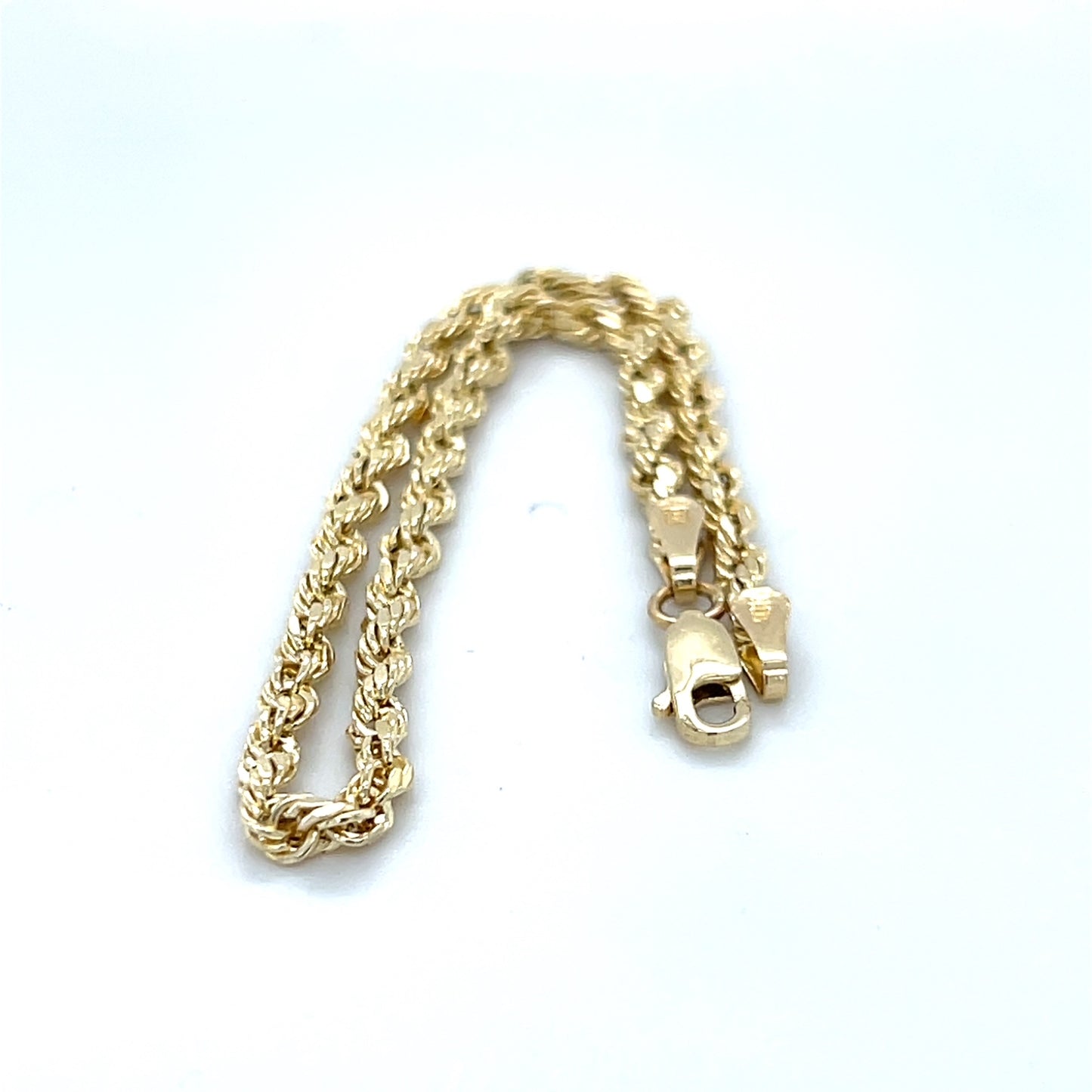 10K Yellow Gold 7.5" Rope Chain Bracelet; 1.9g