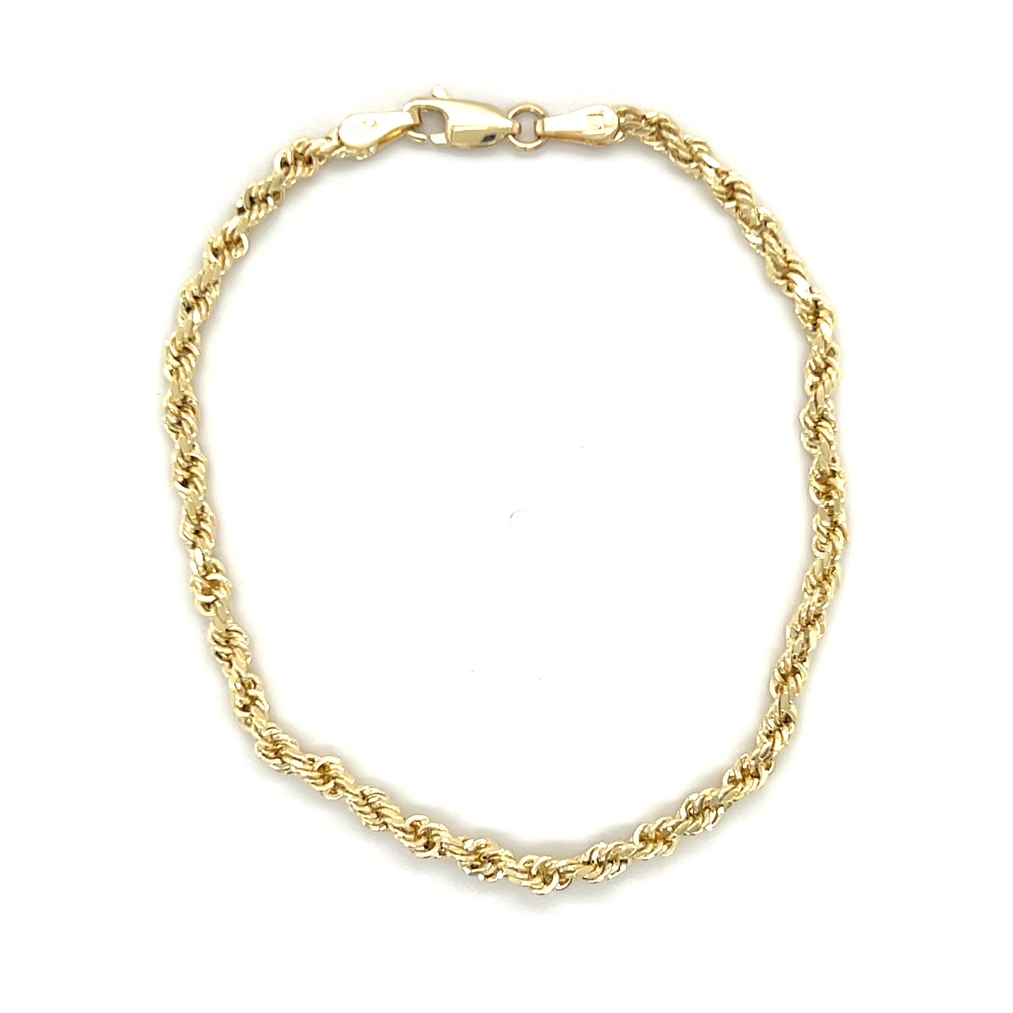 10K Yellow Gold 7.5" Rope Chain Bracelet; 1.9g