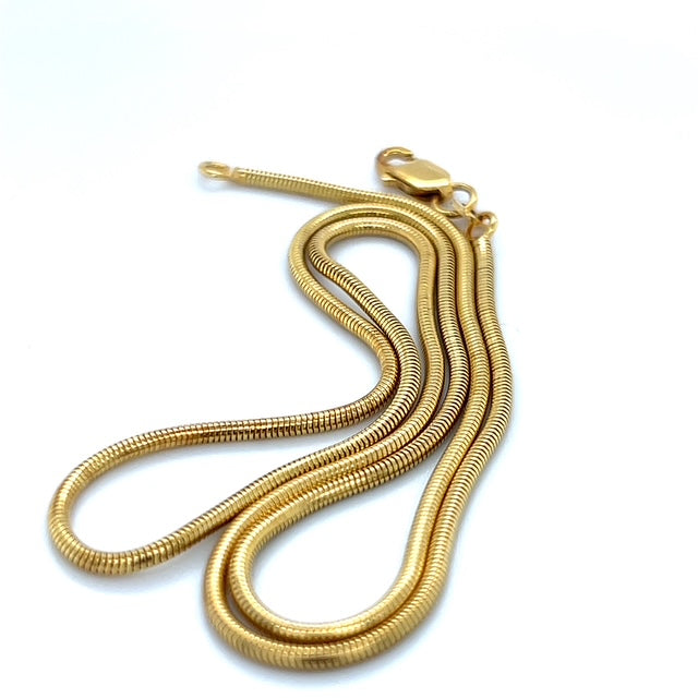 14K Yellow Gold 16.5" Snake Chain Necklace; 7.8g