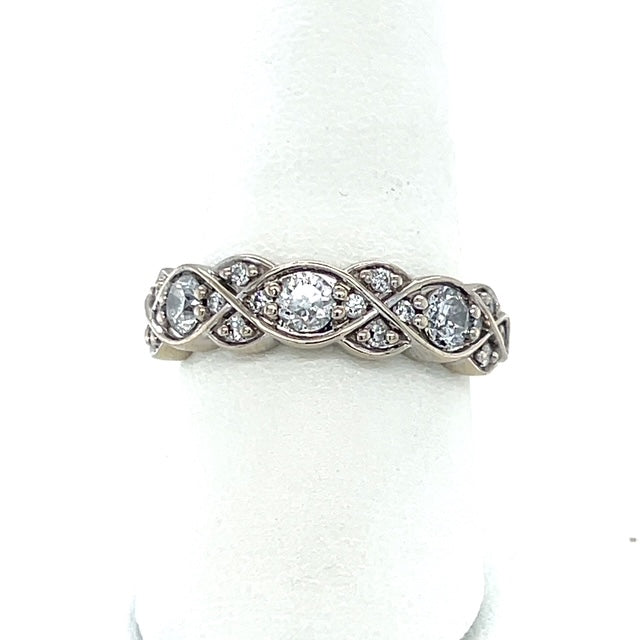 14K White Gold Diamond Lady's Ring; 1.02CTW; 4.9g; Size 10