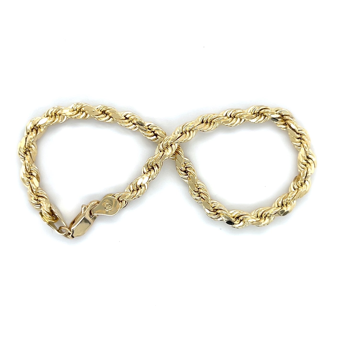 14K Yellow Gold 8" Rope Bracelet; 6g
