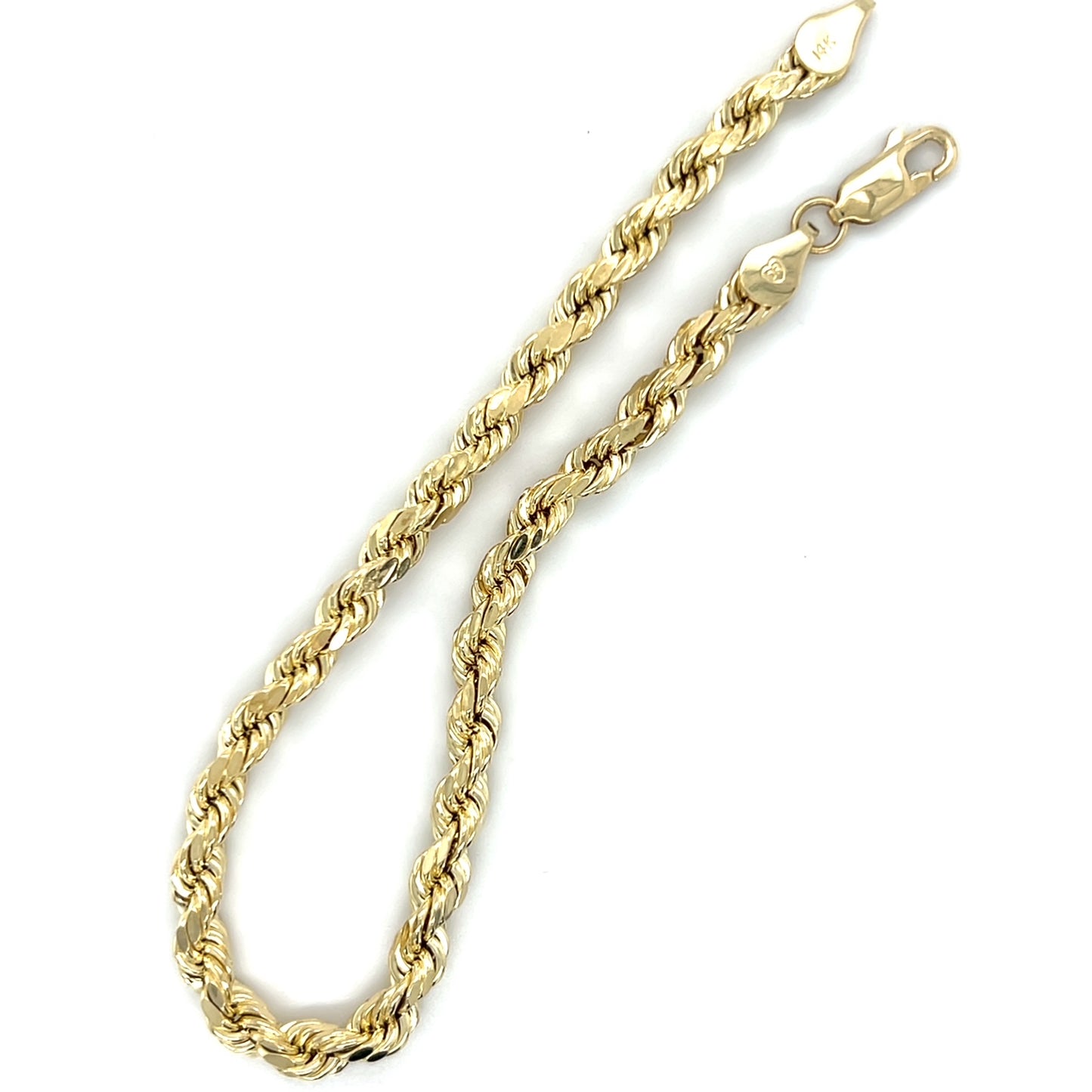 14K Yellow Gold 8" Rope Bracelet; 6g