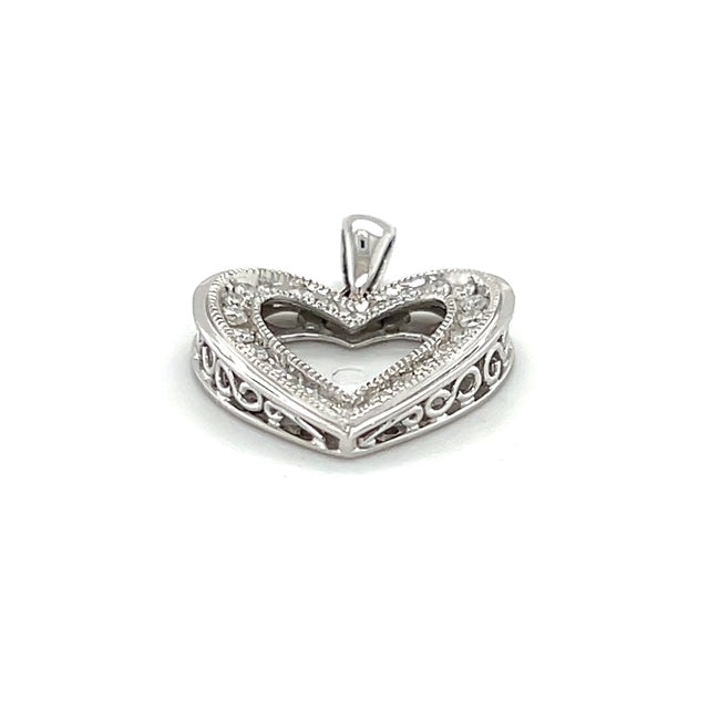 10K White Gold Diamond Heart Pendant; 0.2CTW; 2g