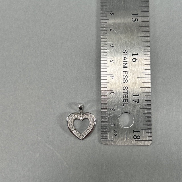 10K White Gold Diamond Heart Pendant; 0.2CTW; 2g