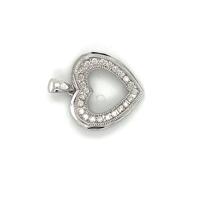 10K White Gold Diamond Heart Pendant; 0.2CTW; 2g