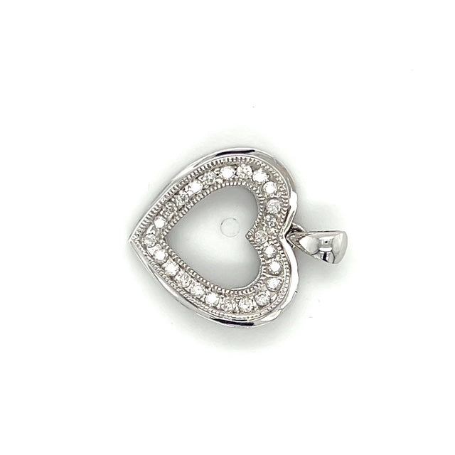 10K White Gold Diamond Heart Pendant; 0.2CTW; 2g