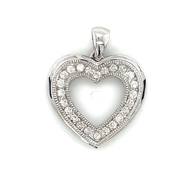 10K White Gold Diamond Heart Pendant; 0.2CTW; 2g