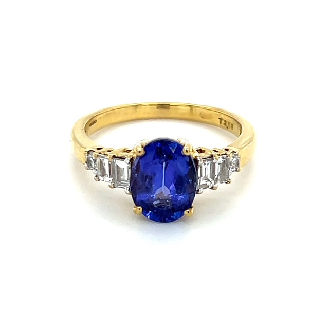 18K Yellow Gold Diamond & Amethyst Lady's Ring; Size 7