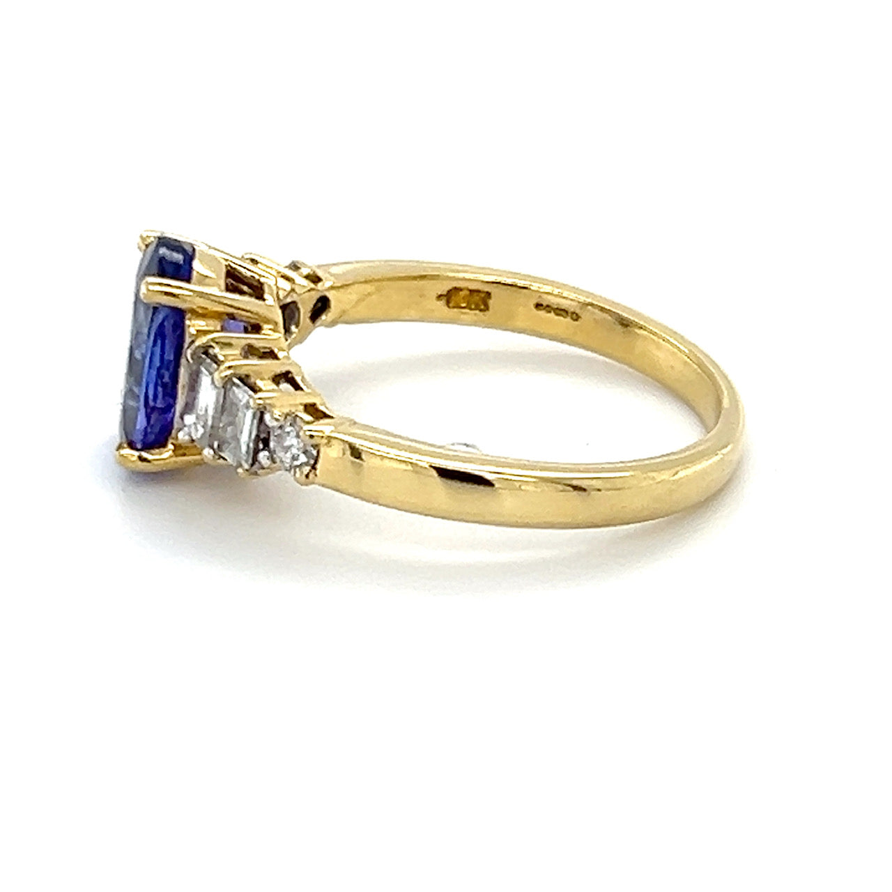 18K Yellow Gold Diamond & Amethyst Lady's Ring; Size 7