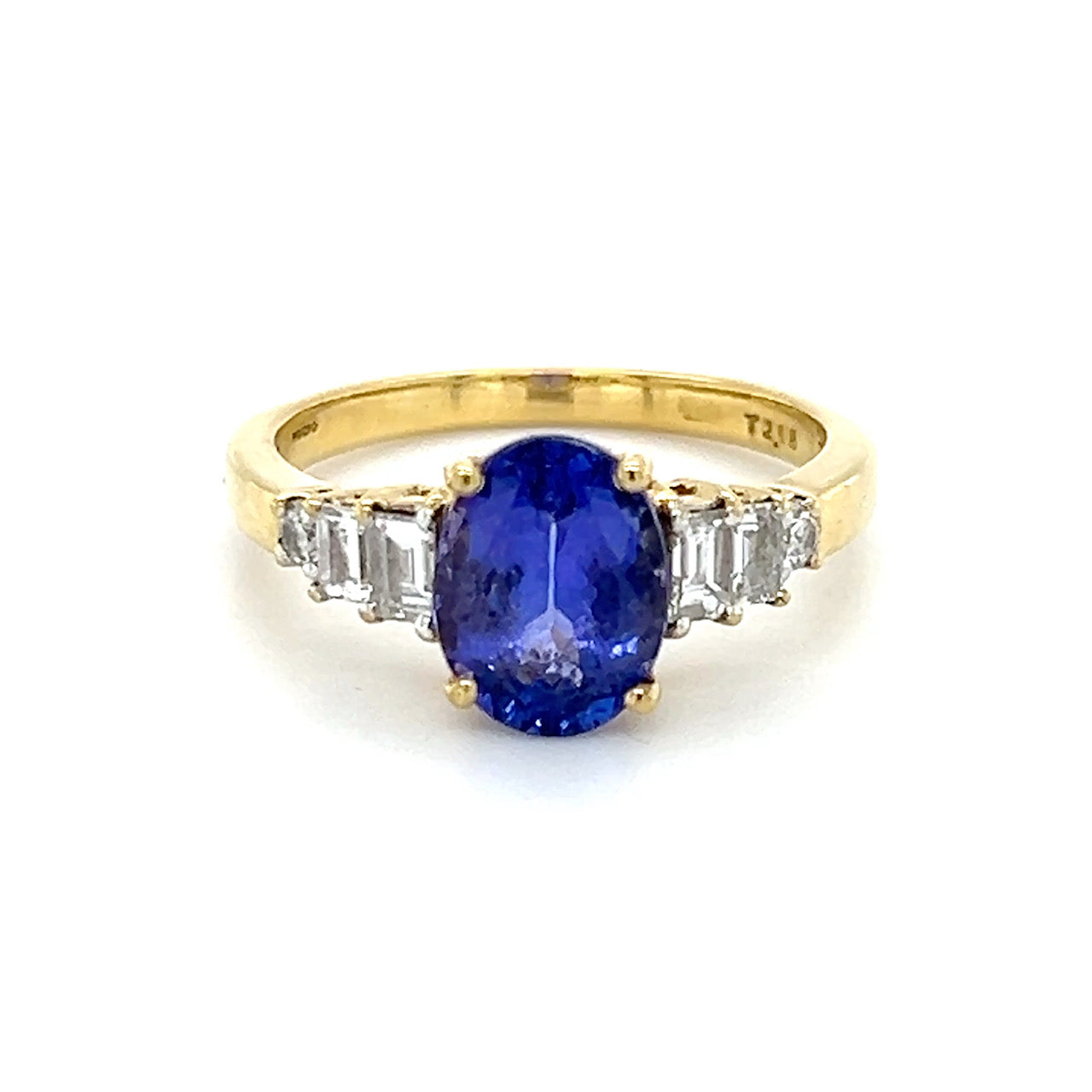 18K Yellow Gold Diamond & Amethyst Lady's Ring; Size 7