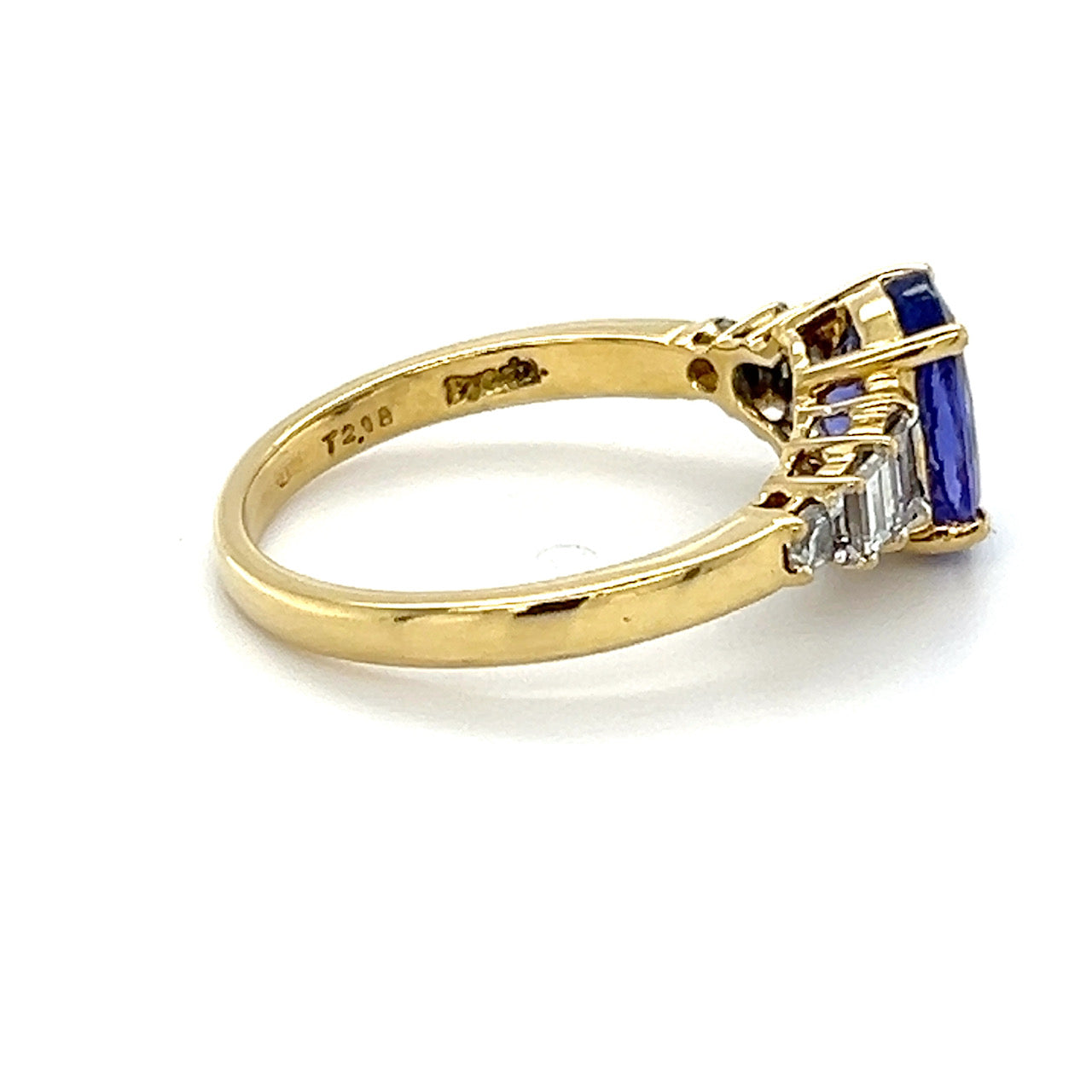 18K Yellow Gold Diamond & Amethyst Lady's Ring; Size 7
