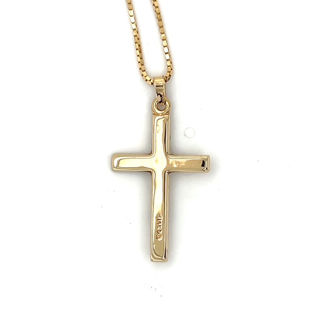 14K Yellow Gold 18" Necklace W/ Cross Pendant; 3.5g