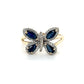 14K Yellow Gold Diamond & Sapphire Butterfly Lady's Ring; 0.25CTW; 3.5g; Size 9