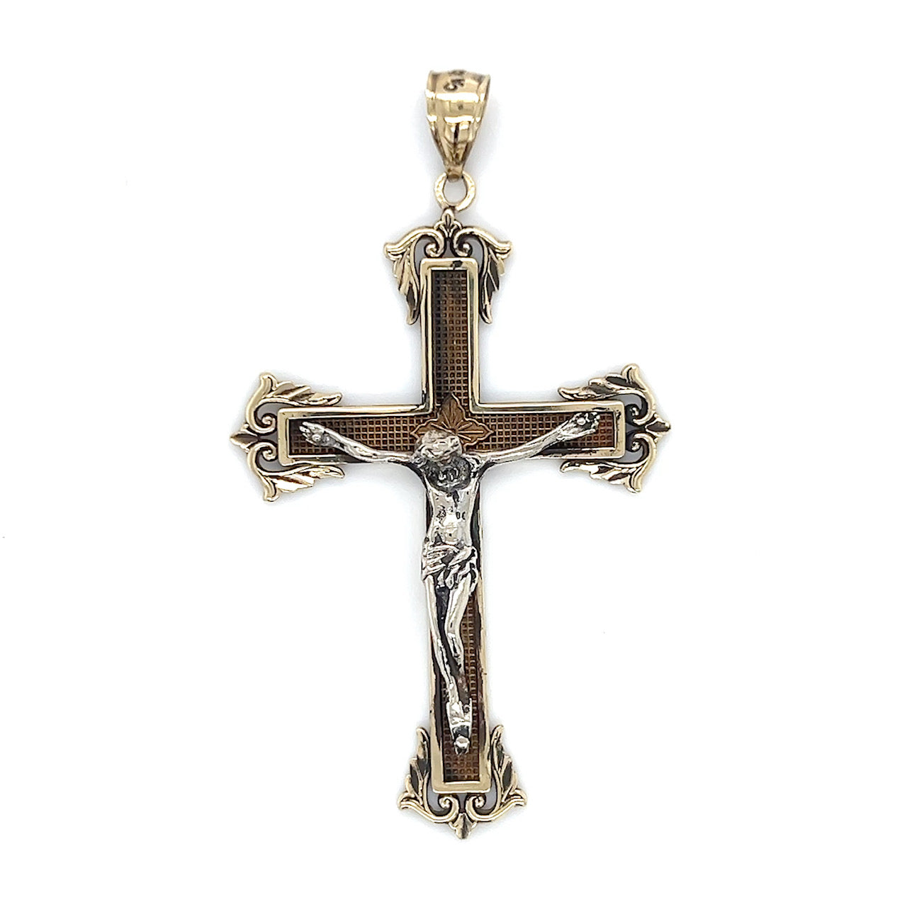 10K Two-Tone Gold Cross Pendant; 5.1g