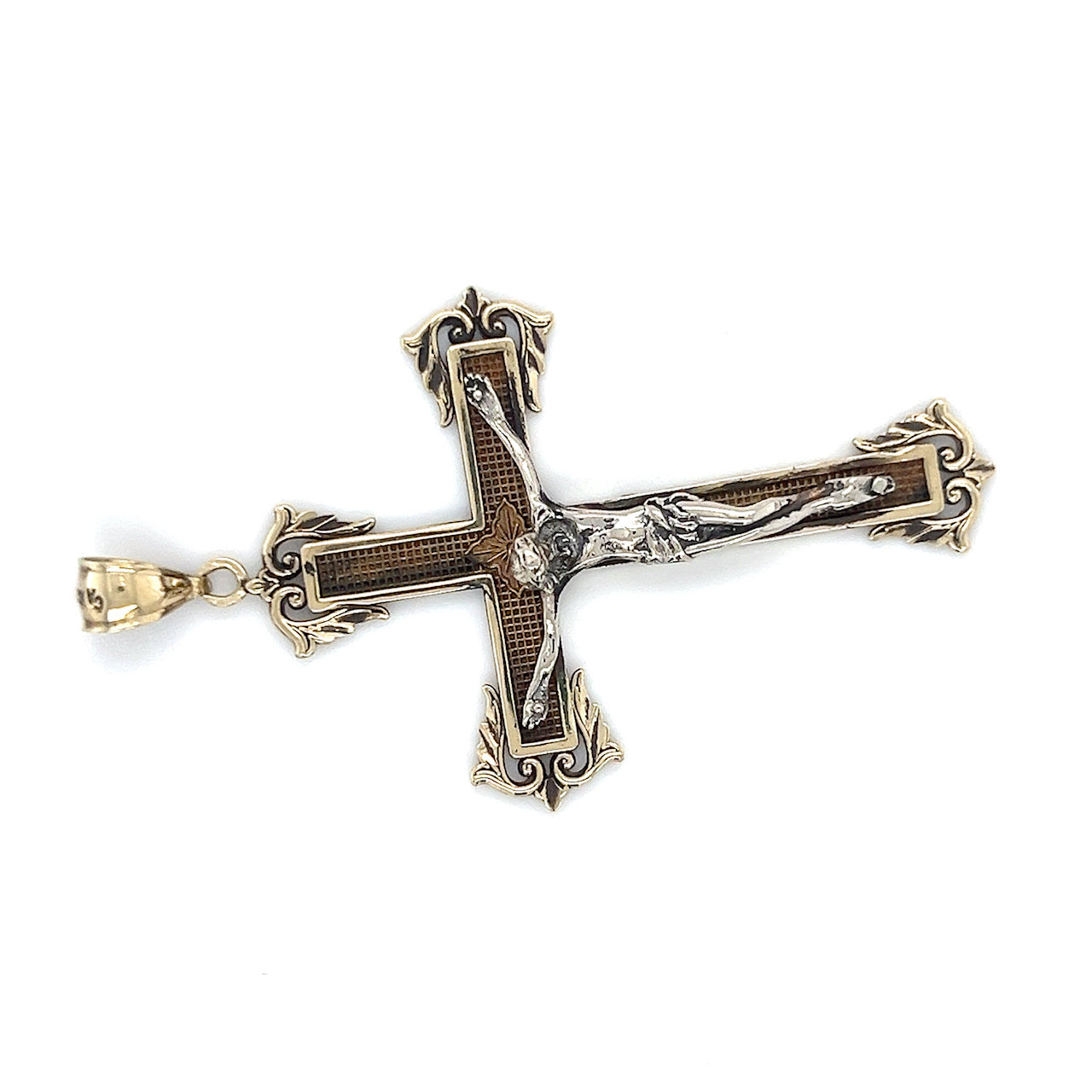 10K Two-Tone Gold Cross Pendant; 5.1g