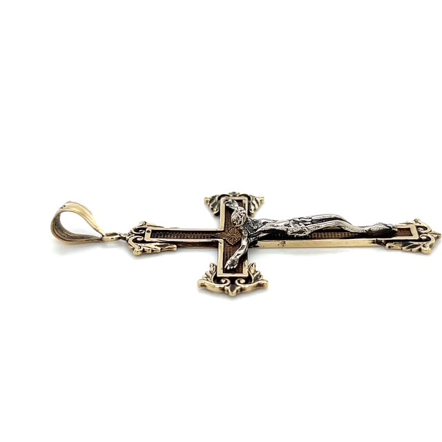 10K Two-Tone Gold Cross Pendant; 5.1g