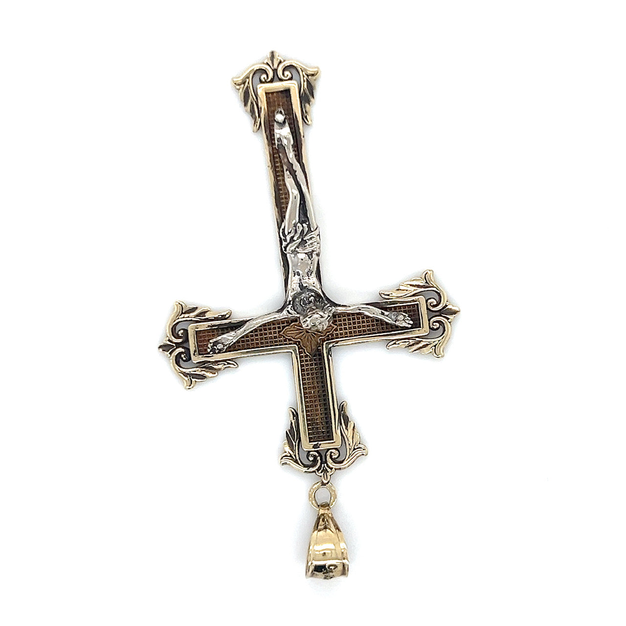 10K Two-Tone Gold Cross Pendant; 5.1g