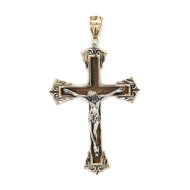 10K Two-Tone Gold Cross Pendant; 5.1g
