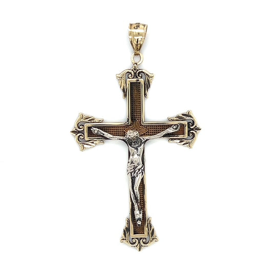 10K Two-Tone Gold Cross Pendant; 5.1g