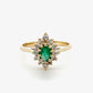 14K Yellow Gold Diamond & Emerald Lady's Ring; 1.7DWT; Size 6