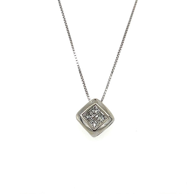14K White Gold Diamond 18" Necklace; 0.20CTW; 1.3DWT