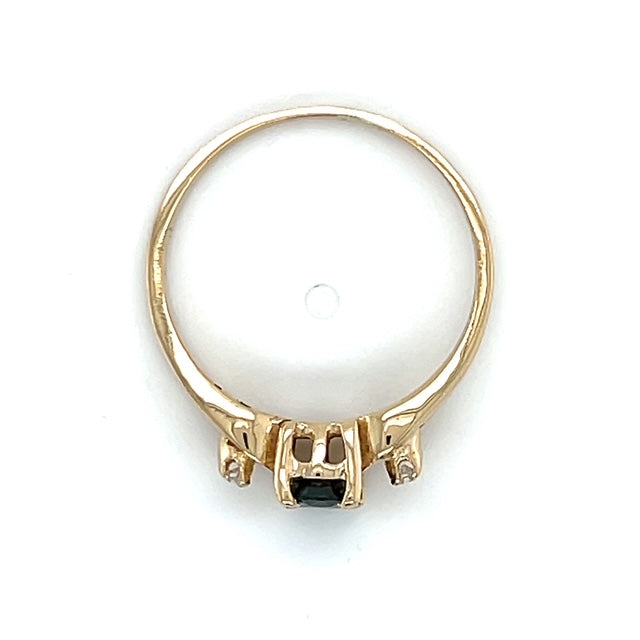 14K Yellow Gold Diamond & Sapphire Lady's Ring; 2.1g; Size 6