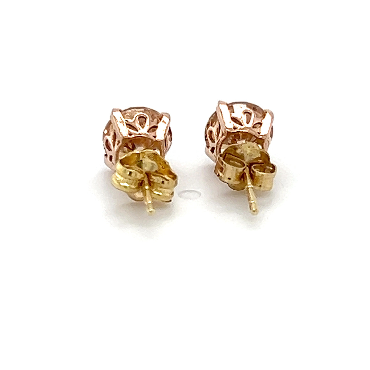 14K Yellow Gold CZ Stud Earrings; 1.1g