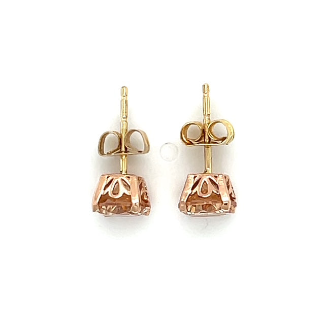 14K Yellow Gold CZ Stud Earrings; 1.1g